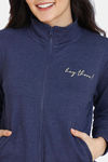 Zivame Fleece Marl Knit Cotton Hoodie With Soft Brushed Back - Crown Blue — thumbnail 5